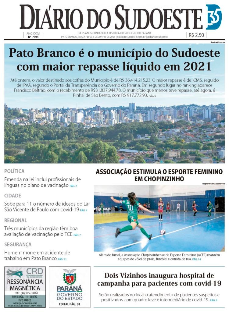 5d9990c9 Capa Diario Do Sudoeste 8 De Junho De 2021 Ediçao 7904 751x1024