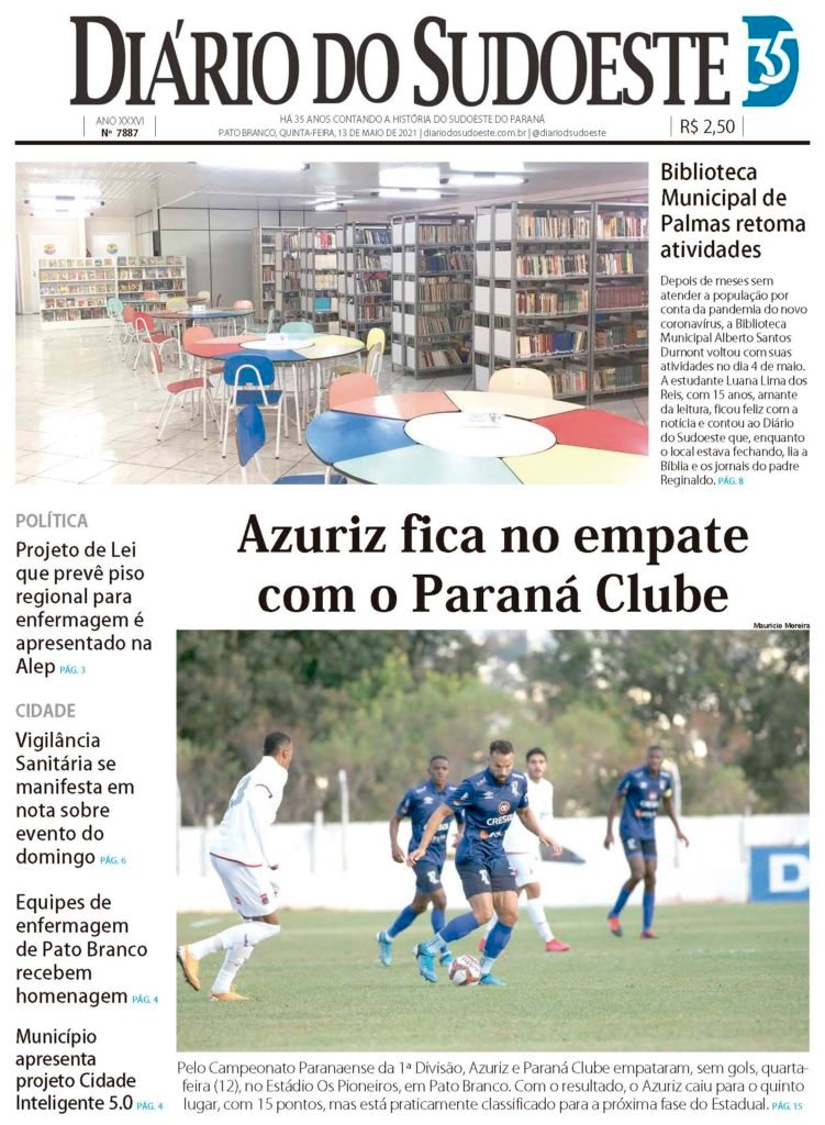6b115c67 Capa Diario Do Sudoeste 13 De Maio De 2021 Ediçao 7887 751x1024