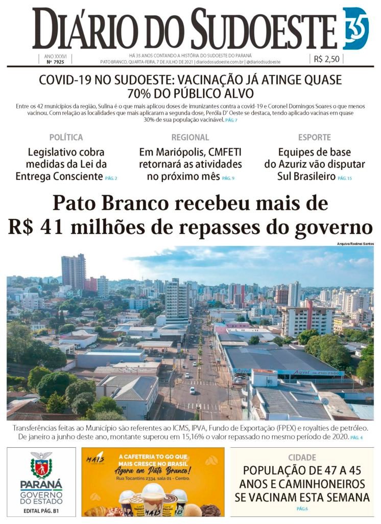 B86a5628 Capa Diario Do Sudoeste 7 De Julho De 2021 Ediçao 7925 746x1024