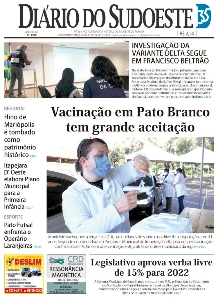 E57c60d8 Capa Diario Do Sudoeste 13 De Julho De 2021 Edicao 79292 751x1024