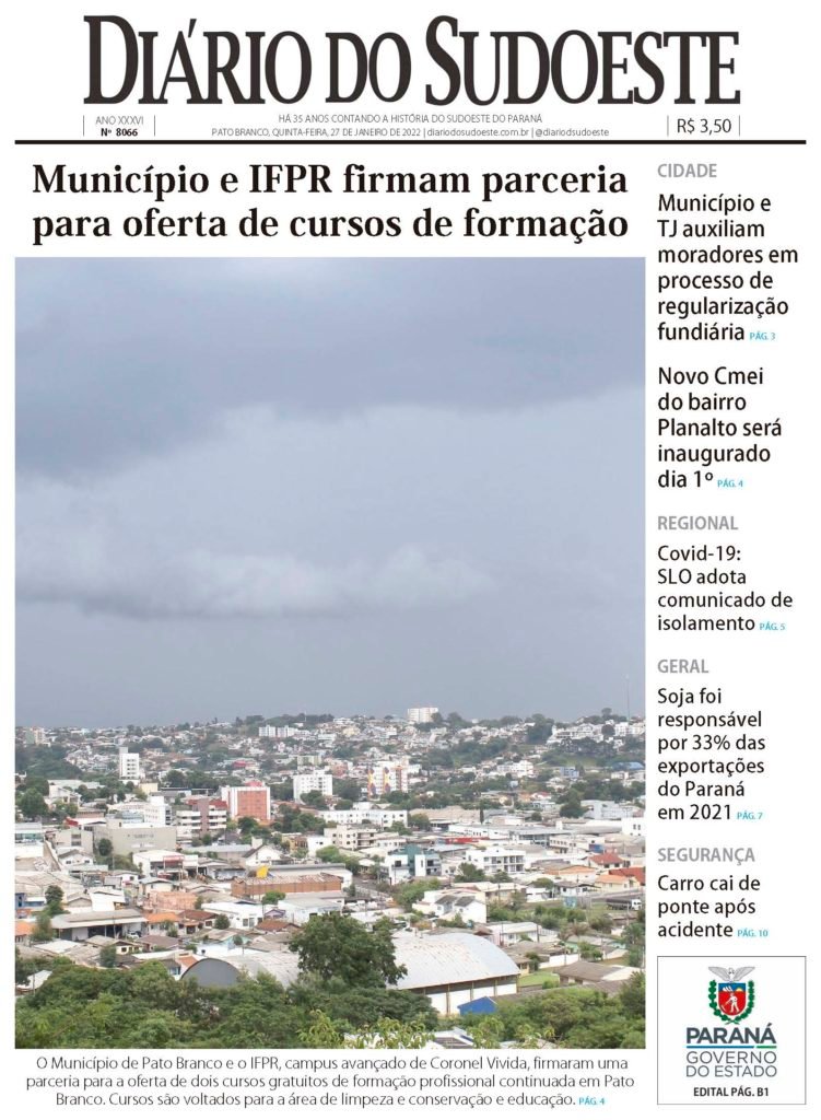 F6c41169 Capa Diário Do Sudoeste 27 De Janeiro De 2022 Edição 8066 751x1024