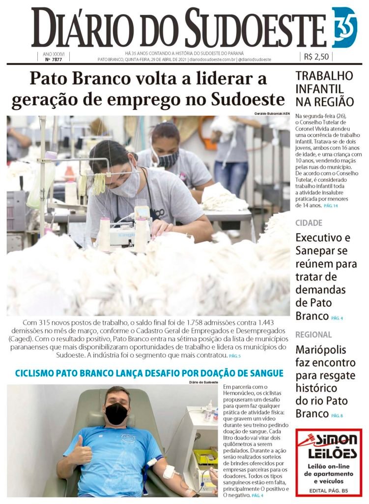 3affe872 Capa Diario Do Sudoeste 29 De Abril De 2021 Ediçao 7877 751x1024