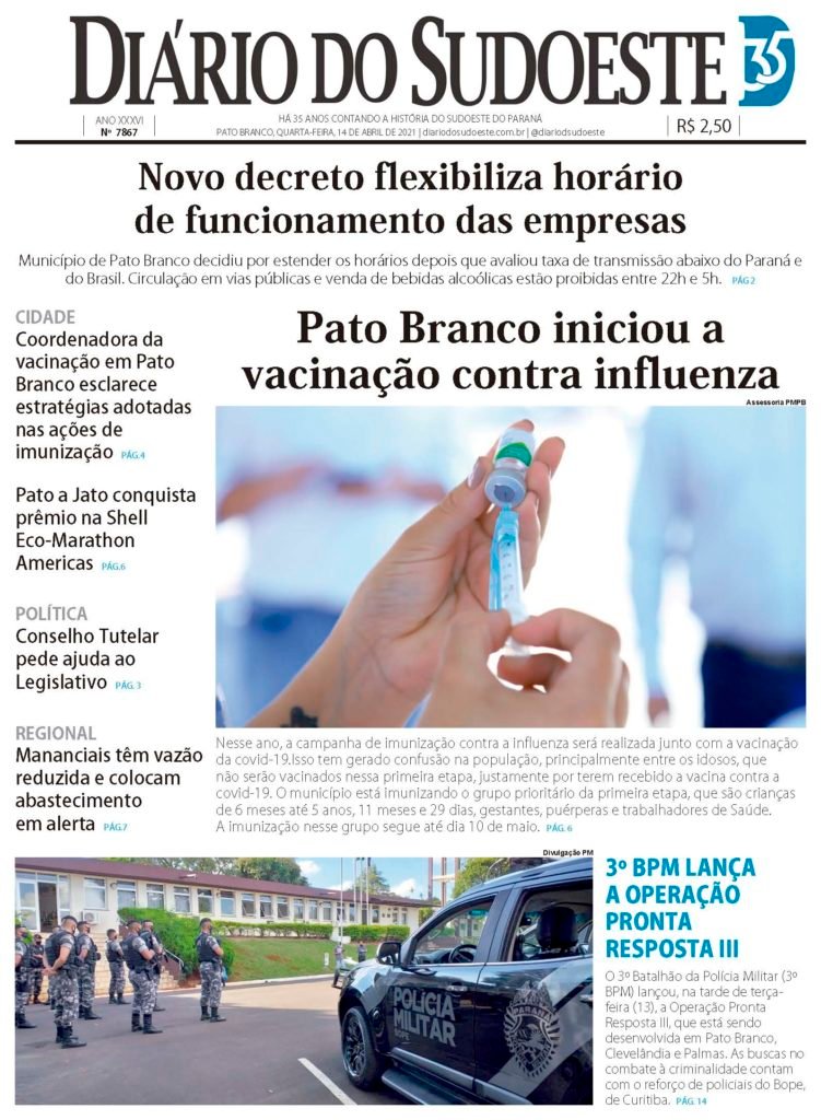 8dad6458 Capa Diario Do Sudoeste 14 De Abril De 2021 Ediçao 7867 751x1024