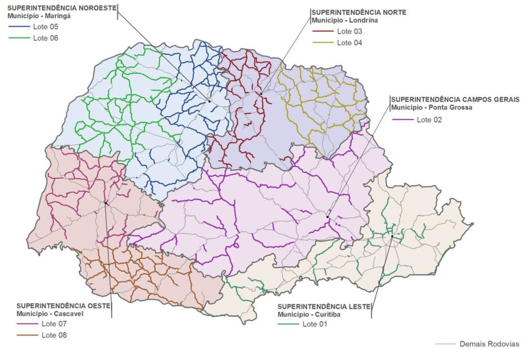 Licitação de novo programa de segurança viária recebe 35 propostas A512b289 Parana Mapa 1024x683