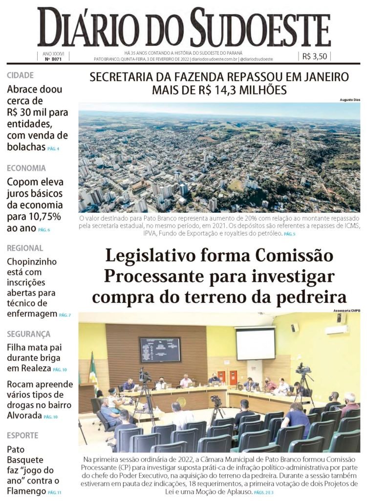 D9c842e8 Capa De Diário Do Sudoeste 3 De Fevereiro De 2022 Edição 8071web 751x1024