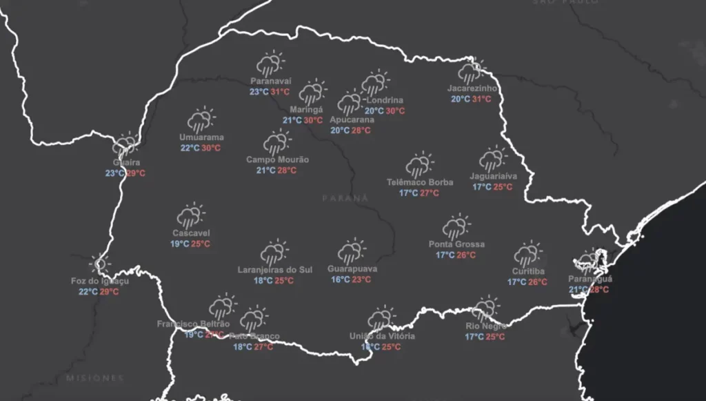 mapa previsão do tempo