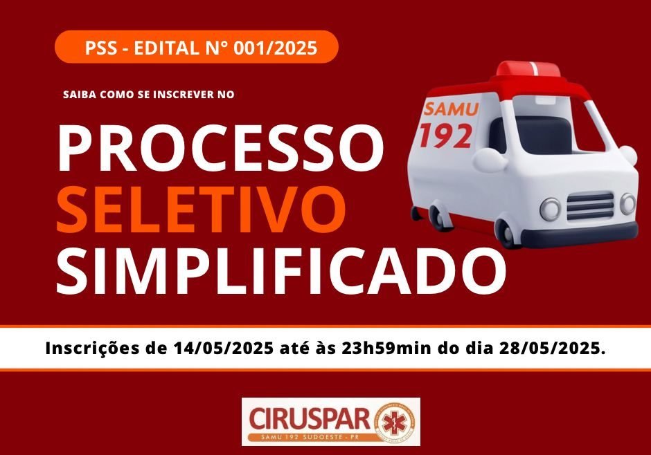 Samu Sudoeste recebe inscrições do PSS até 28 de maio pss samu