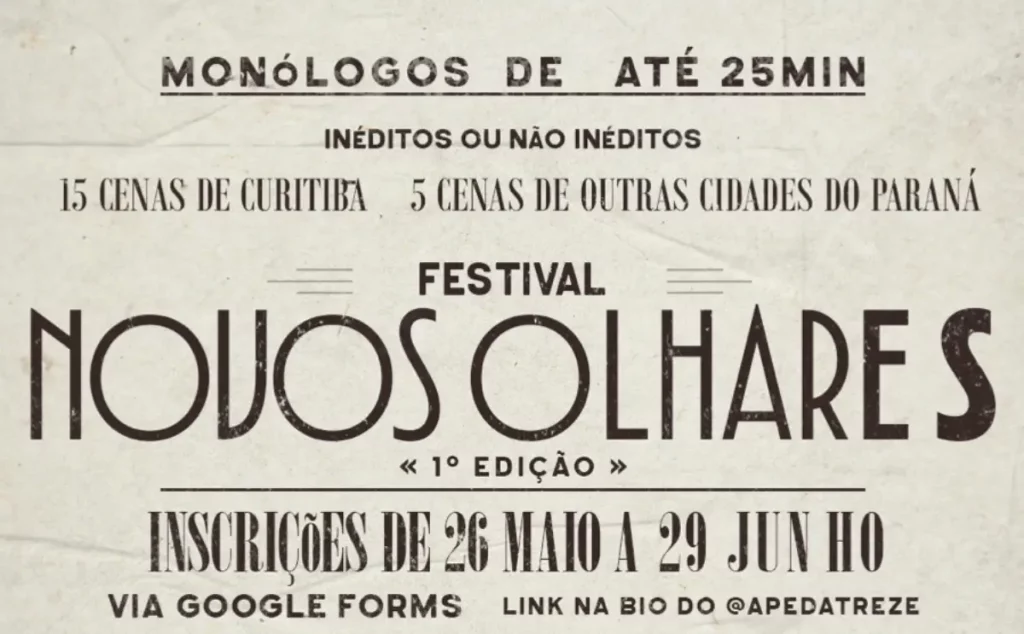 Festival Novos Olhares abre inscrições para monólogos novos olhares