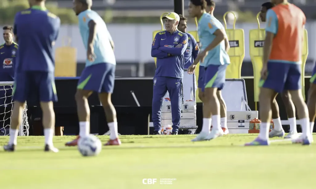 ancelotti primeiro treino seleção