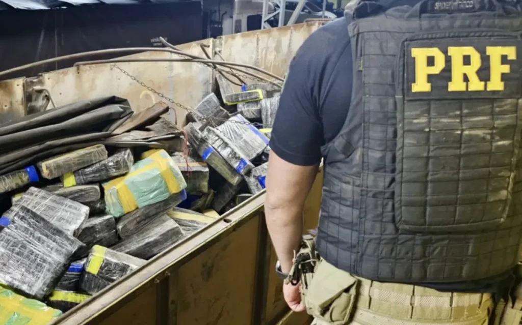 PRF apreende 9 toneladas de maconha escondidas em carga de milho 9 toneladas maconha guaira