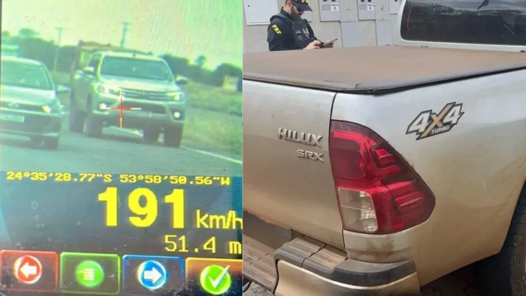 PRF flagra caminhonete a 191 km/h na BR-163 no oeste do Paraná caminhonete excesso de velocidade prf