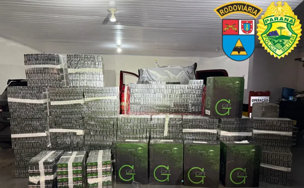 PRE apreende 2,5 mil pacotes de cigarros em Beltrão cigarros contrabandeados