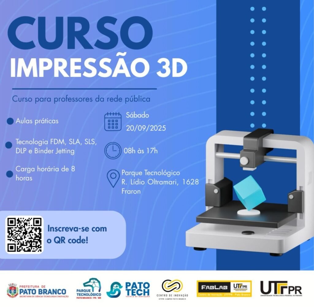 Curso de Impressão 3D capacita professores em Pato Branco Flyer Impressao 3d 1024x1001