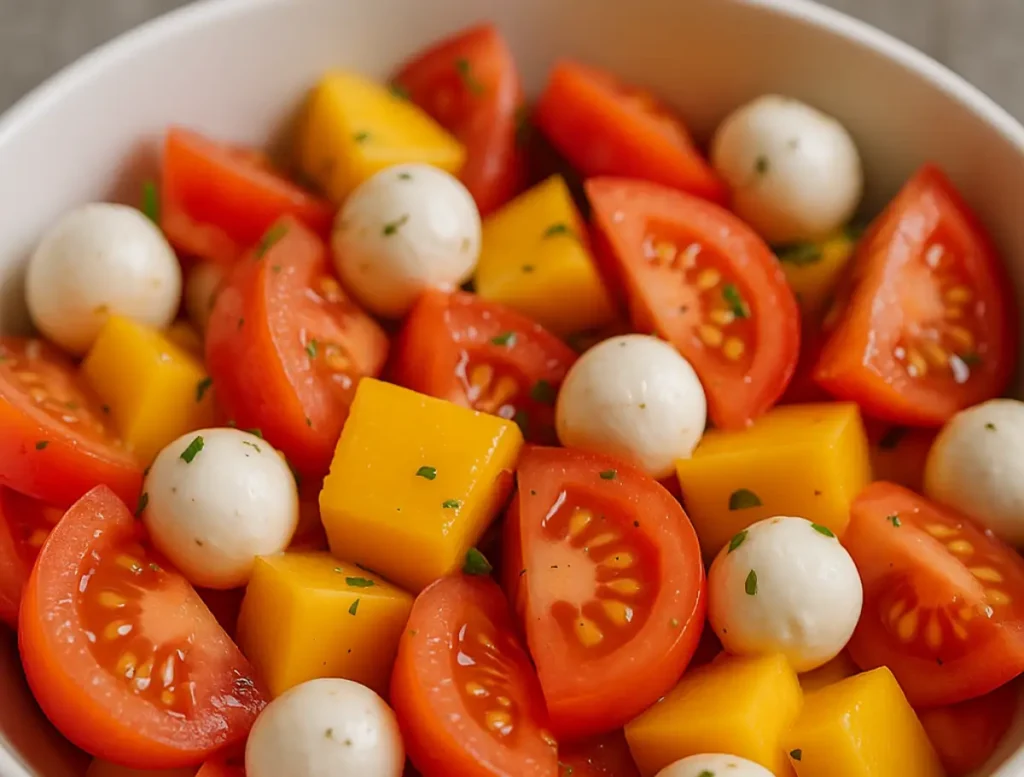Três receitas de saladas refrescantes para os dias quentes salada caprese com manga