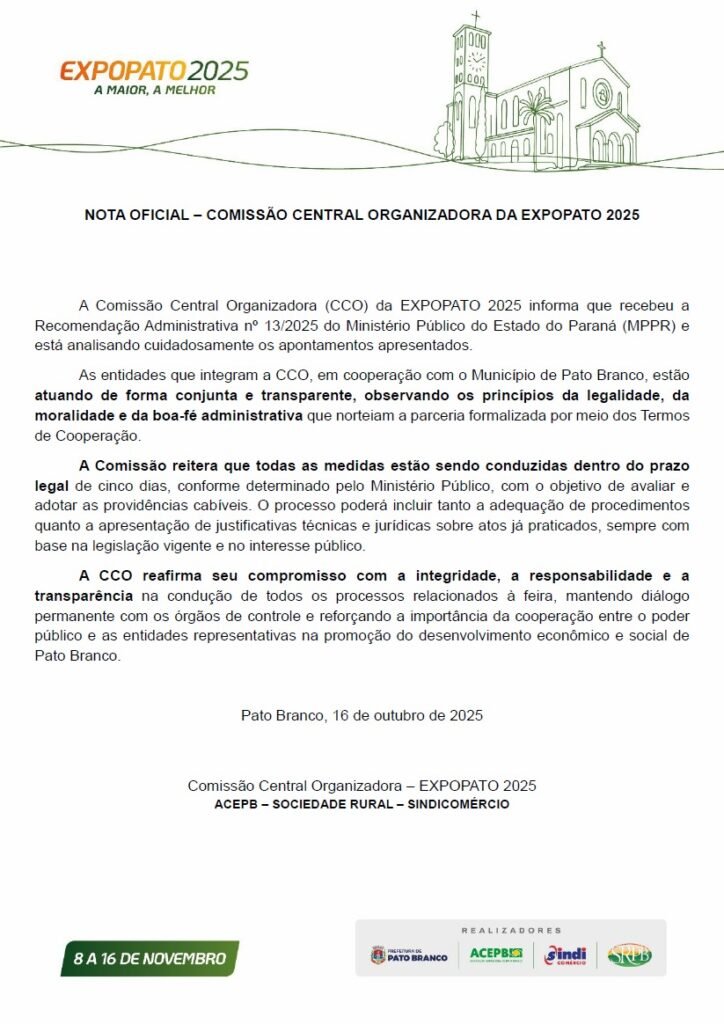CCO da Expopato 2025 garante transparência e legalidade após recomendação do MP imagem do whatsapp de 2025 10 16 à(s) 10.10.05 08f7e0ae