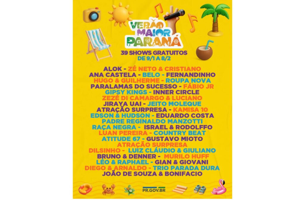 Verão Maior Paraná 2026 terá Alok, Ana Castela e shows internacionais aaa