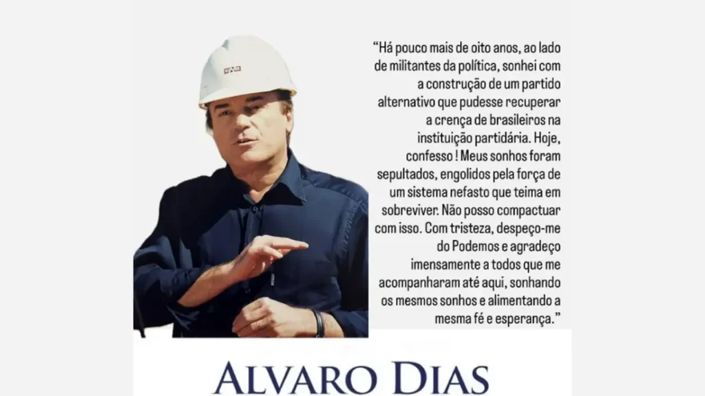 Alvaro Dias deixa o Podemos e lamenta rumos do partido alvaro dias
