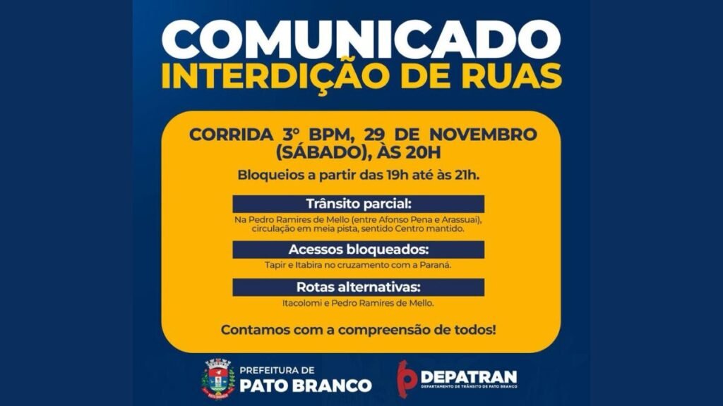 Pato Branco terá bloqueio de vias para Corrida do 3º BPM foto (1)