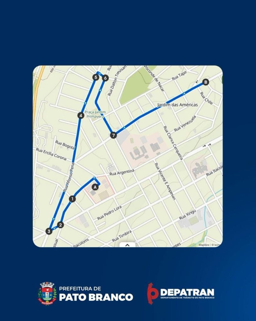 Pato Branco terá bloqueio de vias para Corrida do 3º BPM mapa corrida pm