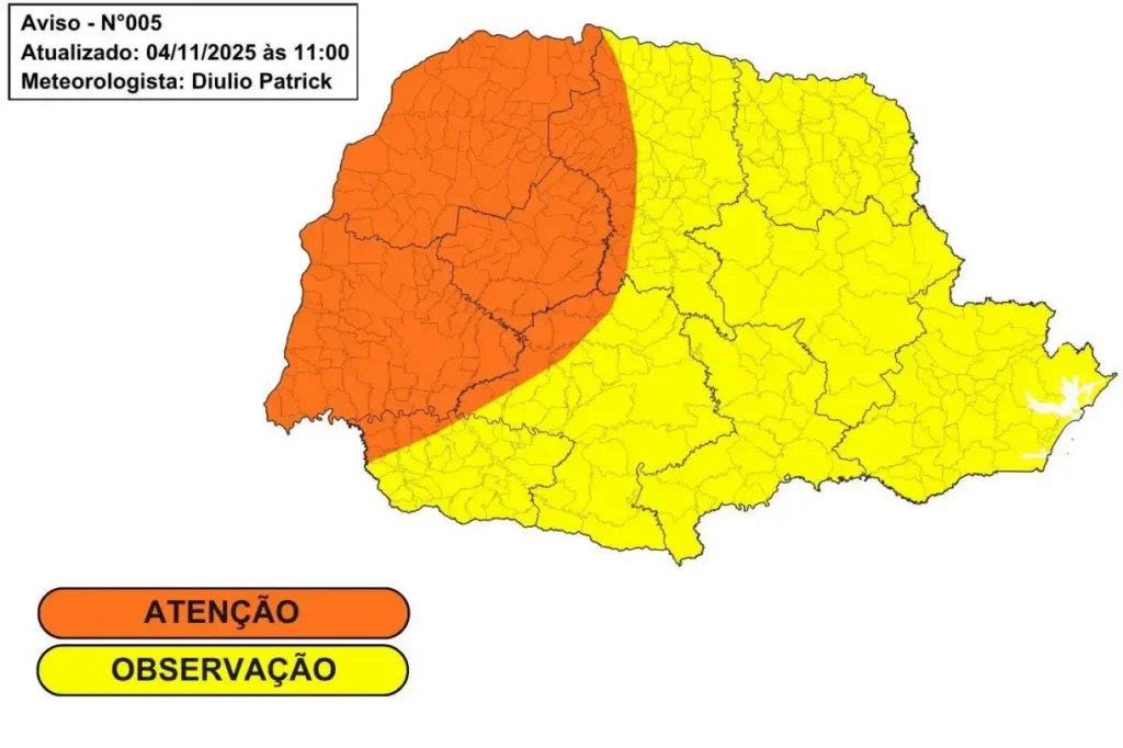 Simepar emite alerta para chuvas intensas, ventos e granizo simepar temporais