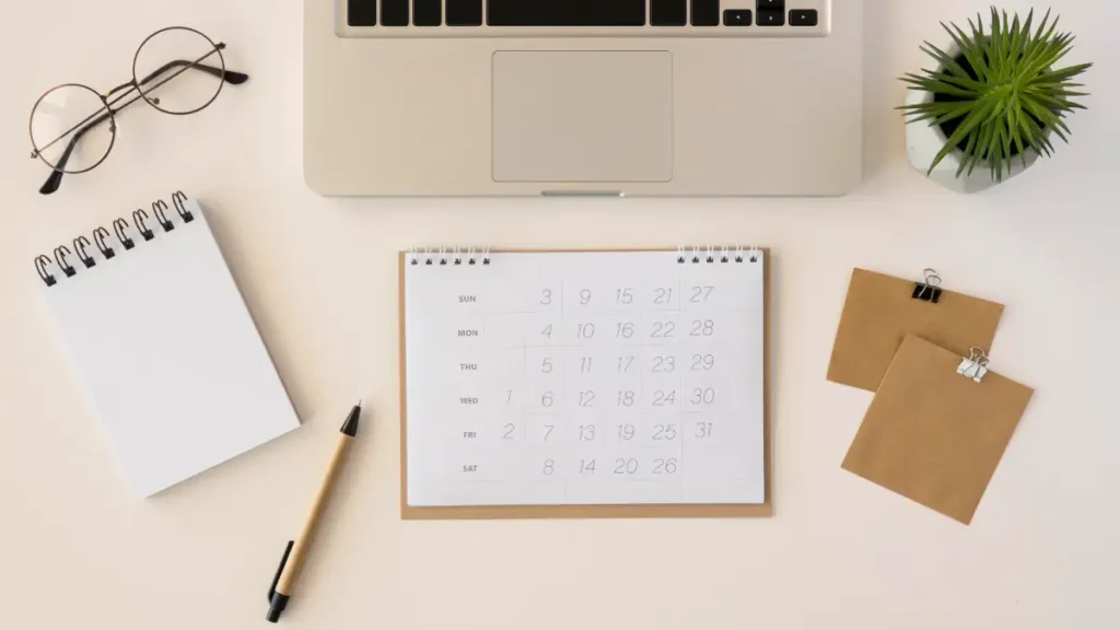 calendário computador mesa