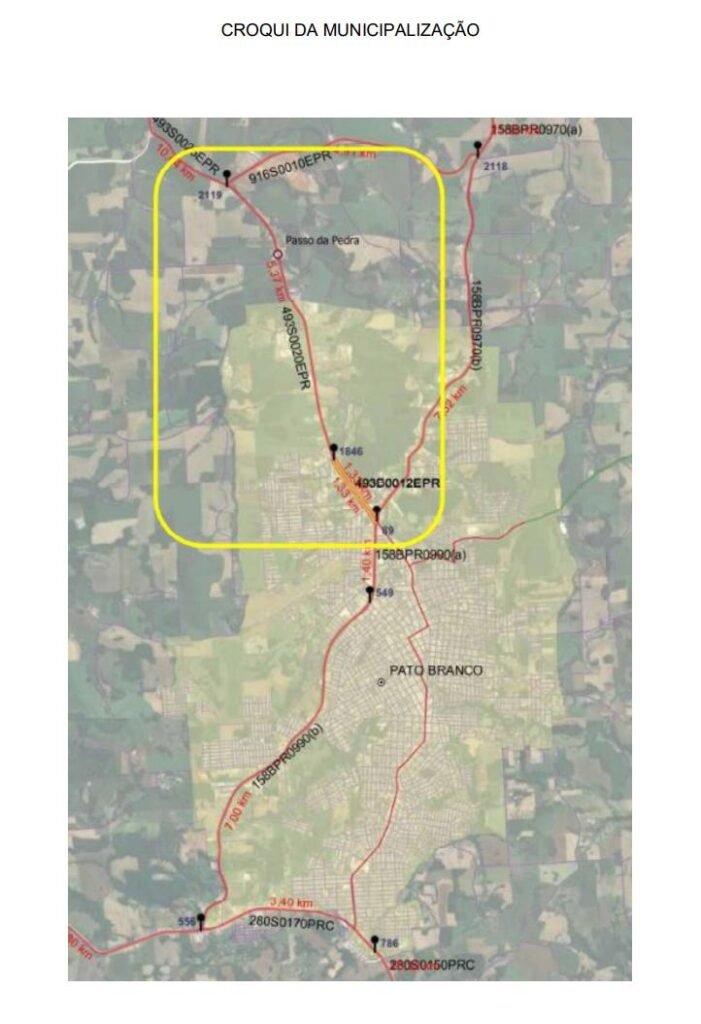 Pato Branco assume 6,7 km da PR-493 mapa pr 493