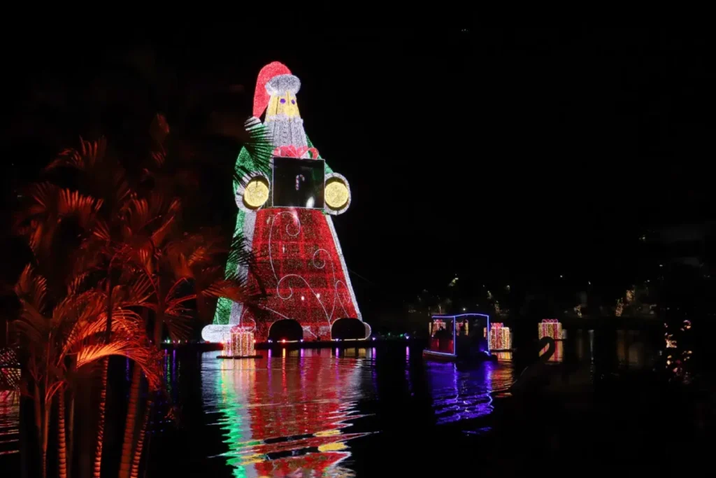 papai noel gigante no guinness book evento lago igapo