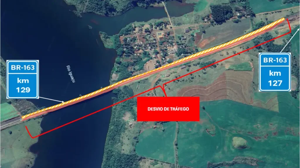 mapa desvio ponte rio iguaçu