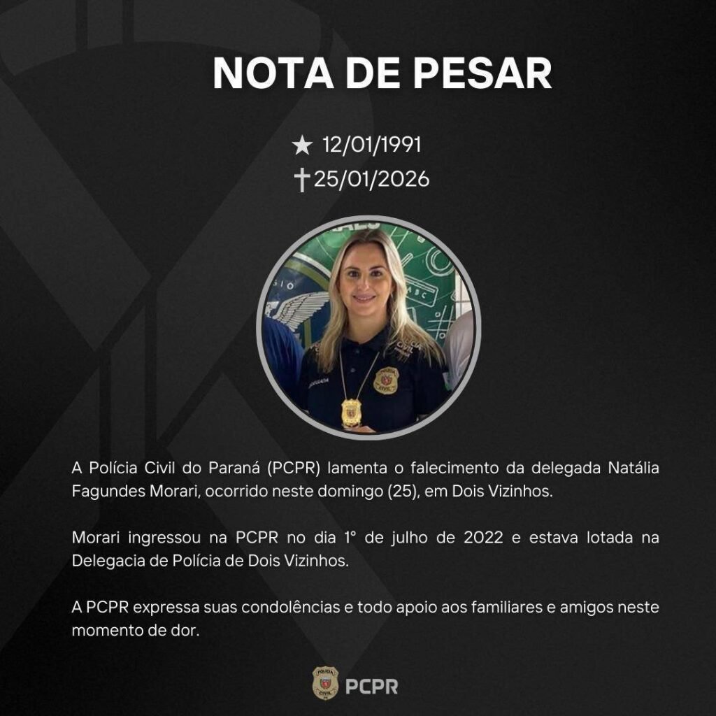 Morre em Dois Vizinhos a delegada Natália Morari nota de pesar pcpr