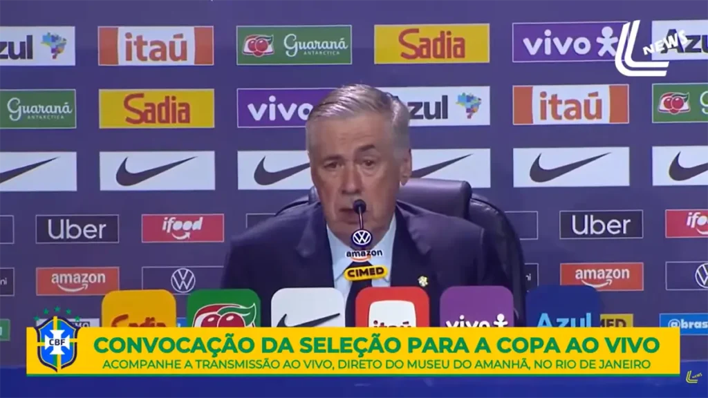 Ancelotti divulga a lista dos convocados da Seleção Brasileira para Copa do Mundo de 2026