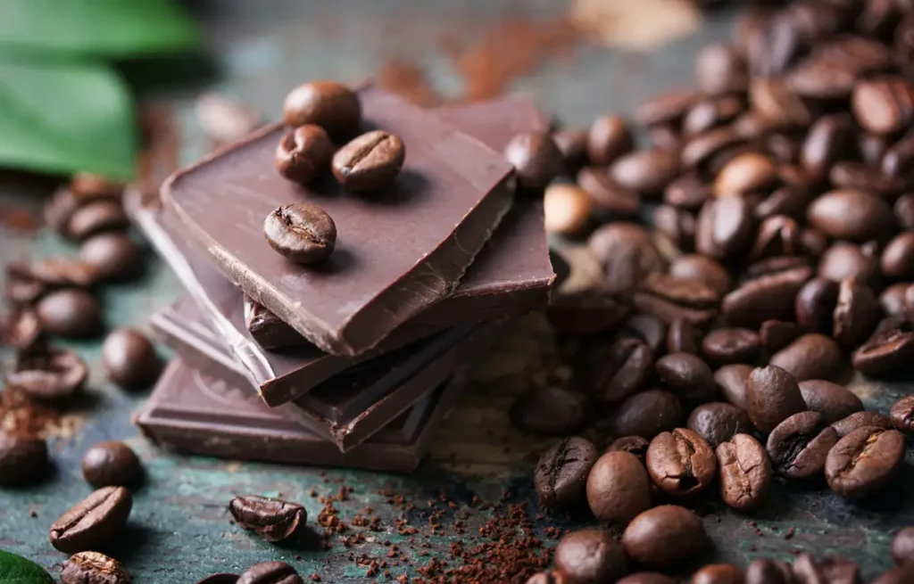 chocolate e grãos de café