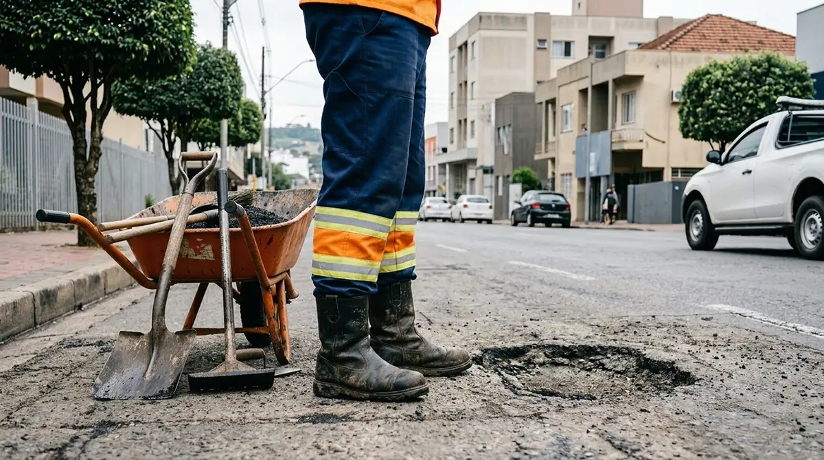 Pato Branco paralisa operação de tapa-buracos na cidade