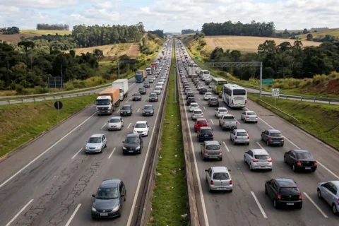 Imagem ilustrativa de rodovia com tráfego intenso