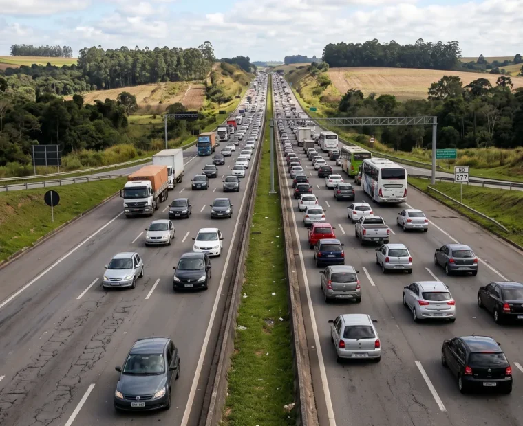 Imagem ilustrativa de rodovia com tráfego intenso