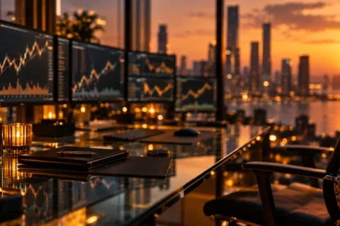 Escritório de Trading ao Pôr do Sol