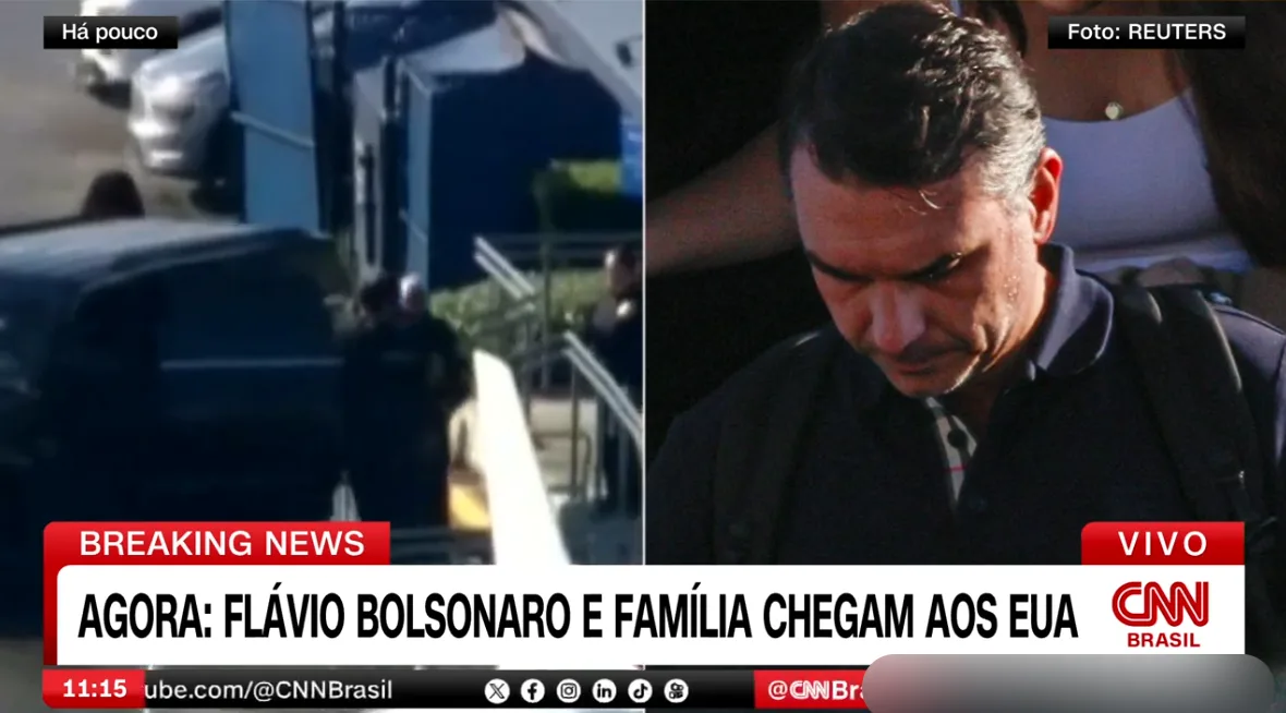 Flávio Bolsonaro e família chegam aos EUA