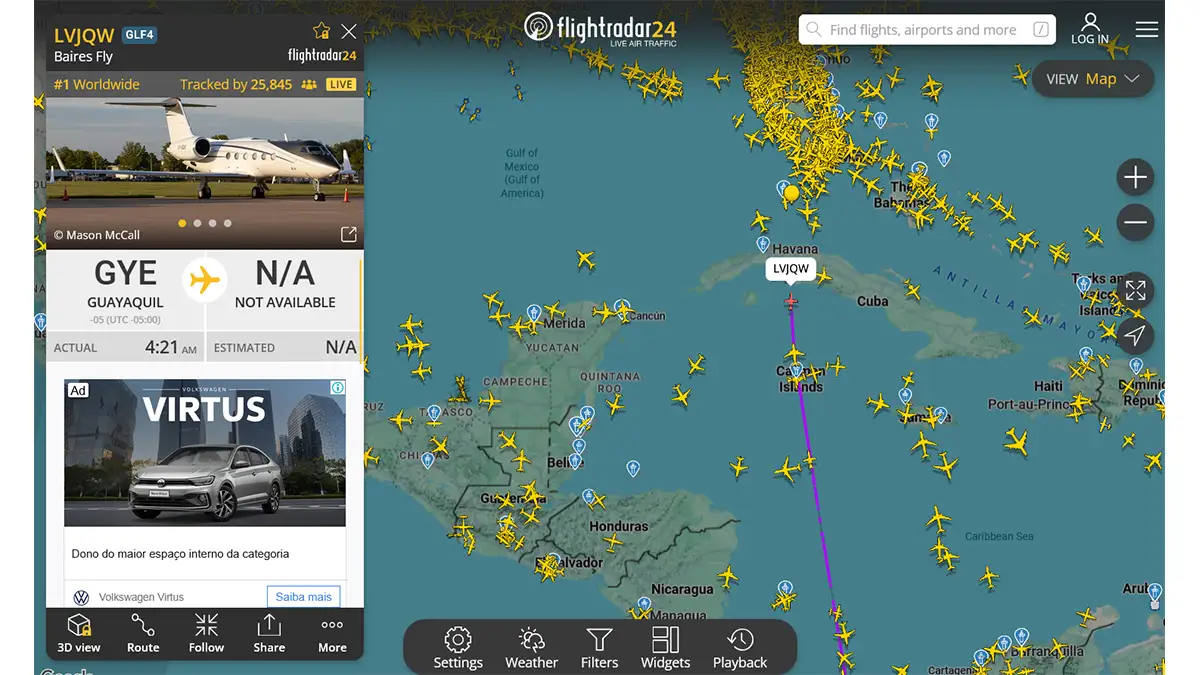 Flight Radar voo Flavio Bolsonaro