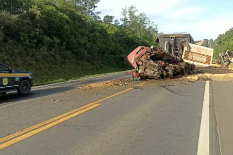 Colisão entre carretas mata motorista na BR-277 em Palmeira