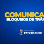O Departamento Municipal de Trânsito de Pato Branco realizará bloqueios em trechos das ruas Guarani e Governador Jorge Lacerda neste sábado (10), devido a uma corrida de rua. A prova terá largada às 20h, na Rua Guarani, em frente à Igreja Vida, e provocará alterações temporárias no trânsito. Na Rua Guarani, a interdição ocorrerá entre as ruas Ibiporã e Vereador Alberto Geron. Já na Rua Governador Jorge Lacerda, o bloqueio será entre as ruas Vereador Alberto Geron e Osvaldo Aranha. Rua Guarani terá bloqueio a partir das 12h A maior parte das interdições será feita o mais próximo possível do horário da corrida. Entretanto, um trecho da Rua Guarani terá bloqueio antecipado. Entre as ruas Farrapos e Procópio de Lima, a via ficará interditada a partir das 12h para a montagem da estrutura do evento. Nos demais pontos, a liberação ocorrerá gradativamente após a passagem do último corredor. Agentes orientarão motoristas Agentes do Depatran estarão posicionados ao longo do percurso durante a prova. A equipe será responsável pela orientação dos condutores e pela segurança dos participantes nos trechos utilizados pela corrida. O departamento recomenda que os motoristas planejem os deslocamentos com antecedência. Sempre que possível, a orientação é utilizar rotas alternativas durante o período de bloqueios. Trechos com interdição Na Rua Guarani, o bloqueio principal será entre as ruas Ibiporã e Vereador Alberto Geron. Na Rua Governador Jorge Lacerda, a interdição será entre Vereador Alberto Geron e Osvaldo Aranha. Além disso, o trecho da Rua Guarani entre Farrapos e Procópio de Lima ficará fechado a partir das 12h para a instalação da estrutura da corrida.